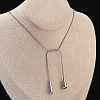 304 Stainless Steel Snake Chain Lariat Necklaces with Teardrop Ends NJEW-D300-02P-1