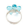 8Pcs 8 Colors Eco-Friendly Copper Wire Wrapped Transparent Glass Finger Rings RJEW-JR00982-5