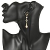 Teardrop Brass & Natural Cultured Freshwater Pearl Hoop Earrings EJEW-JE07012-4