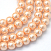 Baking Painted Pearlized Glass Pearl Round Bead Strands HY-Q330-8mm-18-1