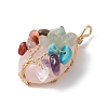 Natural & Synthetic Mixed Stone Copper Wire Wrapped Teardrop Pendants PALLOY-JF02846-4