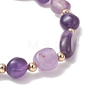 Natural Amethyst & Brass Beads Stretch Bracelets for Women BJEW-JB13414-01-4