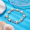 Summer Beach  Starfish Dyed Synthetic Turquoise & Faceted Glass Beaded Stretch Bracelets for Women Men BJEW-JB10454-01-4