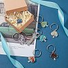 14Pcs 7 Style Chip Gemstone Keychain KEYC-FH0001-17-5