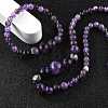 Natural Amethyst Graduated Beads Necklaces and Bracelets Jewelry Sets SJEW-L132-01-1