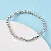 Brass Round Beaded Stretch Bracelets for Men Women BJEW-B148-05B-P-2