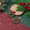 Glass Pearl Braided Christmas Wreath Dangle Stud Earrings EJEW-TA00082-3