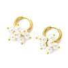 Round Shell Pearl Bead Cluster Huggie Hoop Earrings EJEW-JE07146-4
