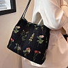 Flower Printed Polyester Women's Tote Bags PW-WG102BE-01-1