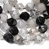 Natural Tourmalinated Quartz/Black Rutilated Quartz Beads Strands G-Z119-A15-03-5