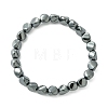 Electroplated Synthetic Non-Magnetic Hematite Twist Beaded Stretch Bracelets for Women Men G-H021-01-1