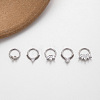 316L Surgical Stainless Steel Clear Cubic Zirconia Hoop Nose Rings WG4B84E-02-3