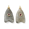 Brass & Natural Labradorite & Cubic Zirconia Pendants GG-CBAD360-20G-04-1