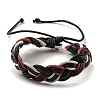 Adjustable PU Leather Braided Cord Bracelets with Waxed Cord BJEW-F468-02-2