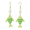 304 Stainless Steel with Glass Cylinder Seed Beads Dangle Earrings EJEW-MZ00815-3