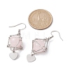 Natural Rose Quartz Dangle Earrings EJEW-JE05600-01-3