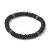 Natural Lava Rock & 304 Surgical Stainless Steel Disc Beaded Stretch Bracelet BJEW-JB09689-02-1