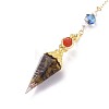 Resin Hexagonal Pointed Dowsing Pendulums(Brass Finding and Gemstone Inside) G-L521-A07-3