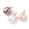 3Pcs 3 Colors Natural Pearl Charms PALLOY-JF01281-1