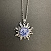 Natural Blue Spot Jasper Sun Pendant Alloy Chain Vintage Necklaces WB3716-18-1