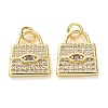 Brass Micro Pave Clear Cubic Zirconia Charms CU-E003-07G-1
