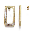 Brass Micro Pave Clear Cubic Zirconia Stud Earrings EJEW-T046-13G-NF-3