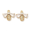 Brass Micro Pave Cubic Zirconia Bee Charms KK-A281-23G-01-1