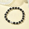 Natural Lava Rock & Non-magnetic Synthetic Hematite Beaded Stretch Bracelets for Women Men BJEW-JB13710-1