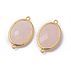 Golden Tone Brass Rose Quartz Links connectors G-F339-A08-2