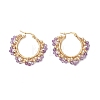Brass Natural Amethyst Hoop Earrings EJEW-TA00782-03-2