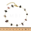 Natural Mixed Stone Chip Beads 316 Surgical Stainless Steel Handmade Link Chain Anklets for Women AJEW-AN00792-5