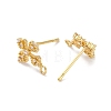 Flower Brass Micro Pave Cubic Zirconia Stud Earring Findings KK-U042-19G-2