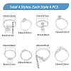 16Pcs 4 Style Brass Open Cuff Ring Components KK-CA0002-16-4