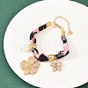 Flower 304 Stainless Steel & Natural Quartz Crystal Charm Bracelets BJEW-P375-01G-3