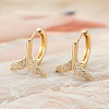 Brass Clear Cubic Zirconia Fishtail Hoop Earrings WGDD127-01-2