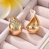 Teardrop Brass Micro Pave Clear Cubic Zirconia Stud Earrings EJEW-K286-07G-02-3