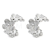 304 Stainless Steel Flower Cuff Earrings for Women EJEW-A118-03P-4