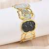 Hammered Brass Enamel Cuff Bangles for Women BJEW-A173-03G-3