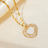 Elegant Heart-shaped Brass Clear Cubic Zircon Pendant Dapped Chain Necklaces for Women MS3018-4