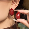 Brass Enamel Stud Earrings EJEW-E615-01G-1