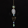 Natural Agate & Metal Evil Eye Moon Hanging Ornaments PW-WG66301-01-1