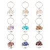 2 Sets Natural & Synthetic Mixed Stone Keychain KEYC-FH0001-15-1