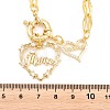 Mother's Day Brass Pave Clear Cubic Zirconia Mama Heart Pendant Necklaces NJEW-A071-04G-4