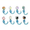 Cat Shapes Glass Links Connector Charms PALLOY-JF03239-1