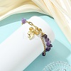 Natural Amethyst Chip Beads 304 Stainless Steel Paperclip Chain Bracelets with Alloy Bowknot Charms BJEW-JB14187-01-2