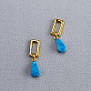 Brass & Synthetic Turquoise Hoop Earrings FS-WG916EC-04-1