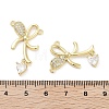 Rack Plating Brass Pave Clear Cubic Zirconia Bowknot Connector Charms KK-Z064-35G-01-3