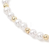 Shell Pearl & Brass Round Beaded Slider Bracelets BJEW-JB13324-01-2