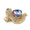 Real 18K Gold Plated Rack Plating Brass Micro Pave Clear Cubic Zirconia Pendants KK-C015-13G-14-2
