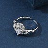 Brass Pave Cubic Zirconia Cuff Open Rings RJEW-H268-02P-3